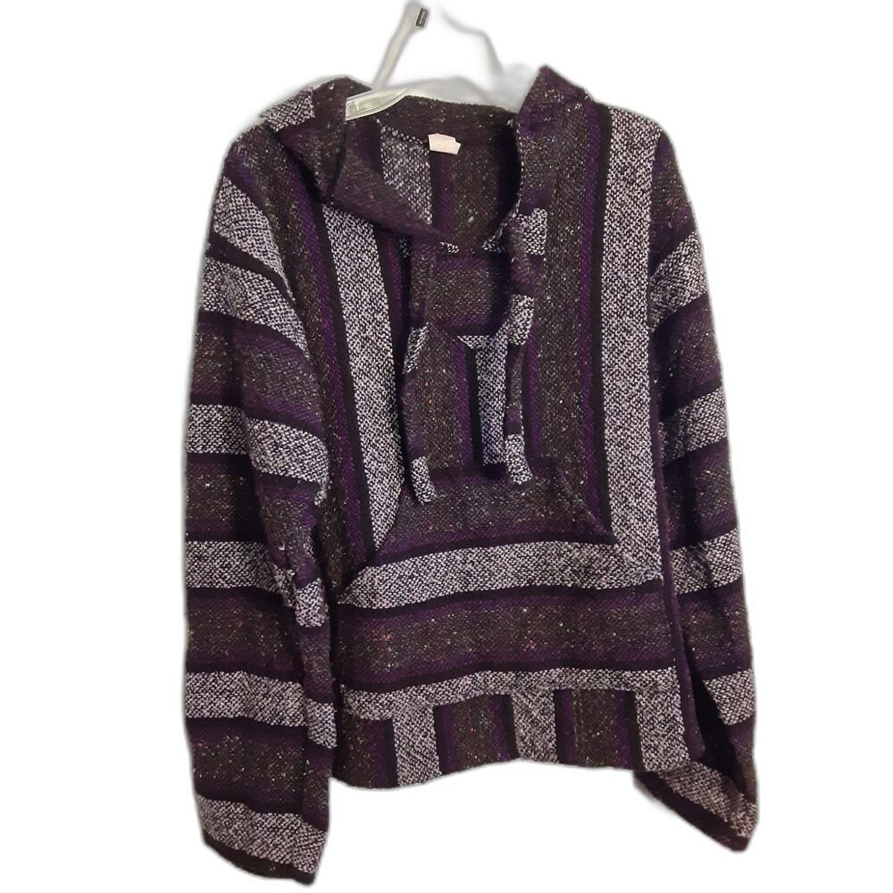 Molina Purple & Black Hooded "Drug Rug" Style Pullover Hoodie Sz L